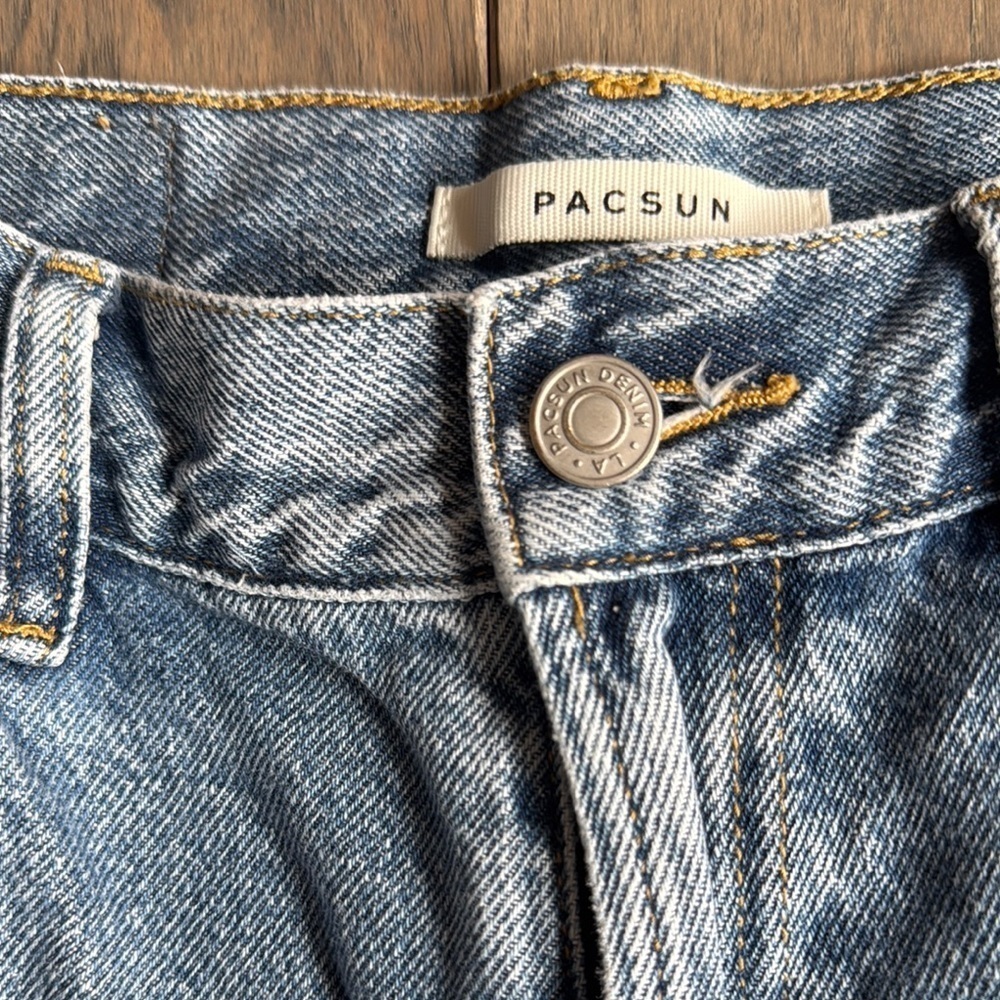 PacSun Blue Straight-Leg Distressed Jeans Sz 28 - Picture 3 of 7